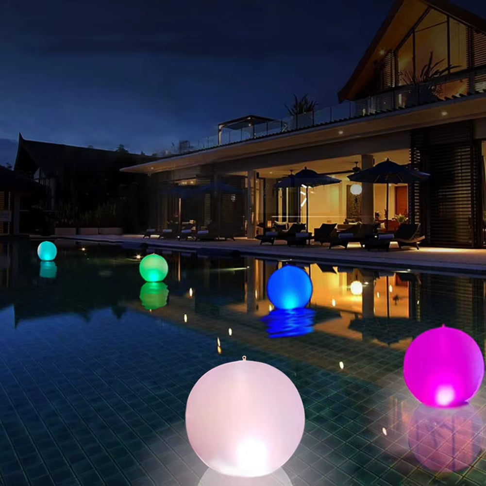 16 Colors Floating Pool Lights 40Cm Large Inflatable Pool Beach Ball for Water Pool Party Outdoor Balloon LED Garden Ball Light
